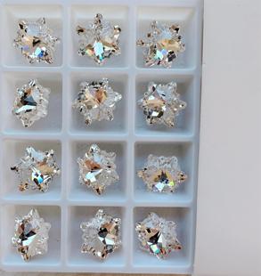 东洲14mm雪花  东洲雪花美甲钻 高闪白色异形美甲饰品透白彩色钻