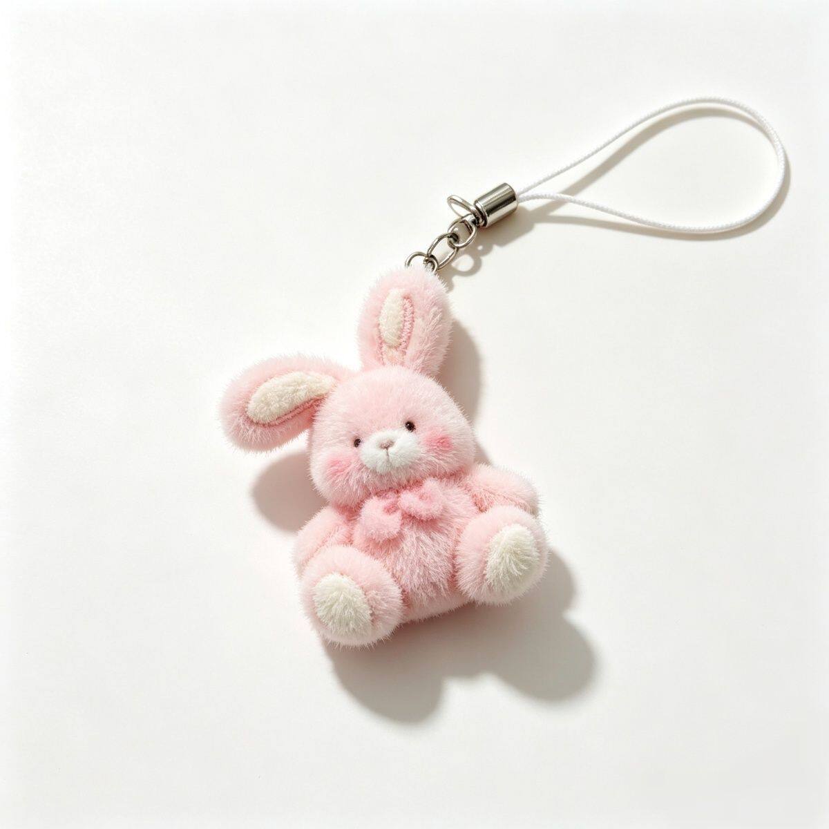 thumbnail for New Japanese-style flocked pink rabbit phone pendant, compact and delicate, girly, high-value gift for friends