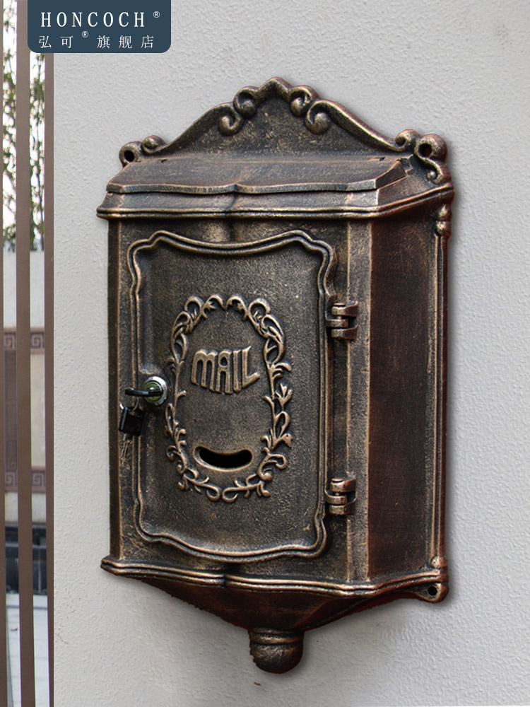 弘可正面铸铝不锈室外遮挡信报箱