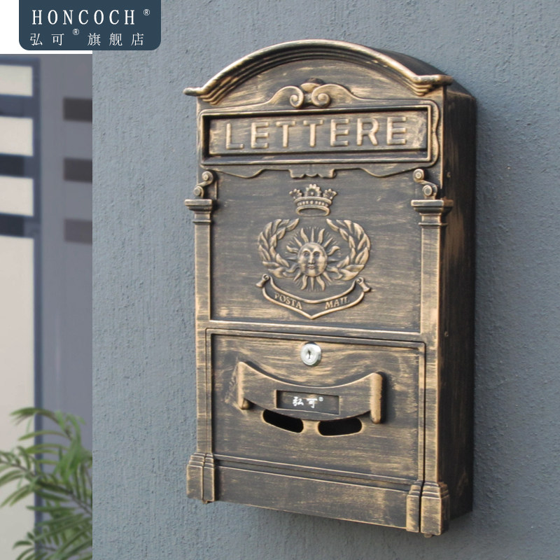 欧式别墅门口信箱挂墙室外户创意报箱邮筒带锁意见箱复古可印门号,商业/办公家具,邮筒/信报箱,淘宝优惠券,粉丝福利购,淘宝优惠卷