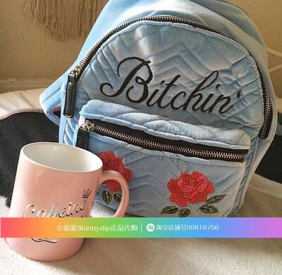 刺绣双肩背包现货