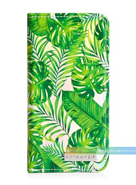 现货 正品SKINNY DIP绿色树叶度假风翻盖适用于苹果手机壳67P8P X