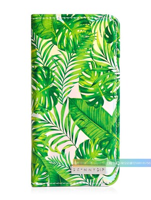 现货 正品SKINNY DIP绿色树叶度假风翻盖适用于苹果手机壳67P8P X