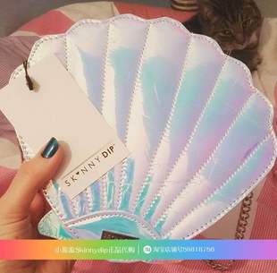 现货 正品SKINNYDIP银色镭射海贝扇形贝壳包美人鱼链条斜挎包
