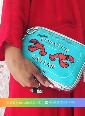 现货 正品SKINNYDIP蓝色刺绣龙虾新鲜罐头个性链条单肩斜挎包