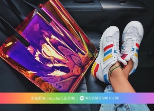 现货 正品SKINNYDIP粉红色梦幻炫彩荧光镭射托特手提包购物单肩包