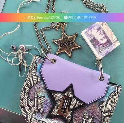 现货  正品SKINNYDIP马卡龙紫罗兰蛇纹香芋紫星星单肩包斜挎包
