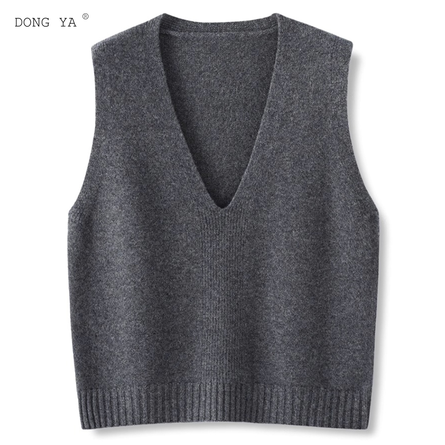 深V领针织马甲女100纯羊毛新款
