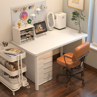 卧室简约学习书桌家用简易出租屋写字电脑桌女生白色化妆办公桌子