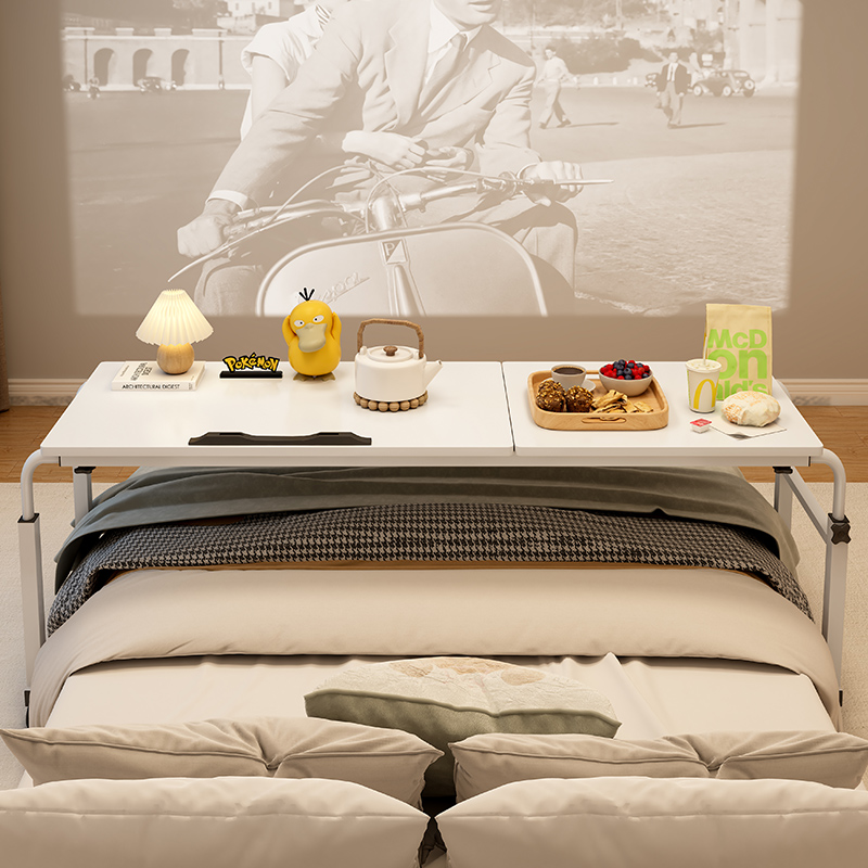 简约双人伸缩床上可移动升降笔记本台式电脑桌家用懒人跨床小桌子