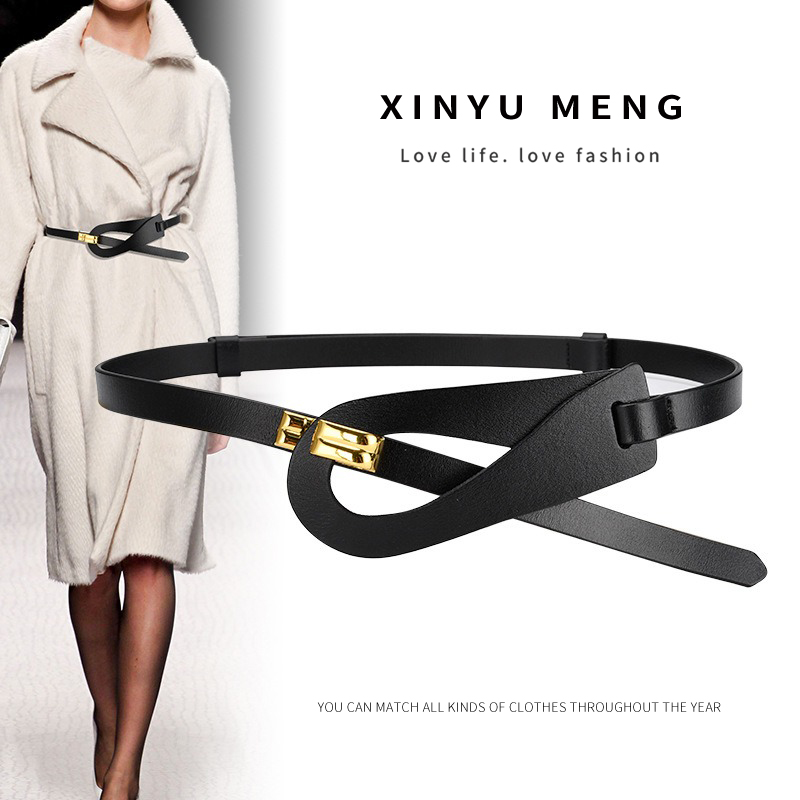 真皮腰带女秋冬新款2025休闲百搭羽绒服大衣配饰不规则细腰封皮带
