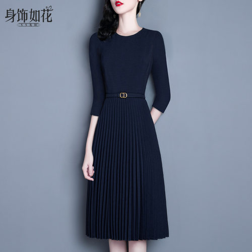 2026春修身显瘦赠送腰带优美百褶