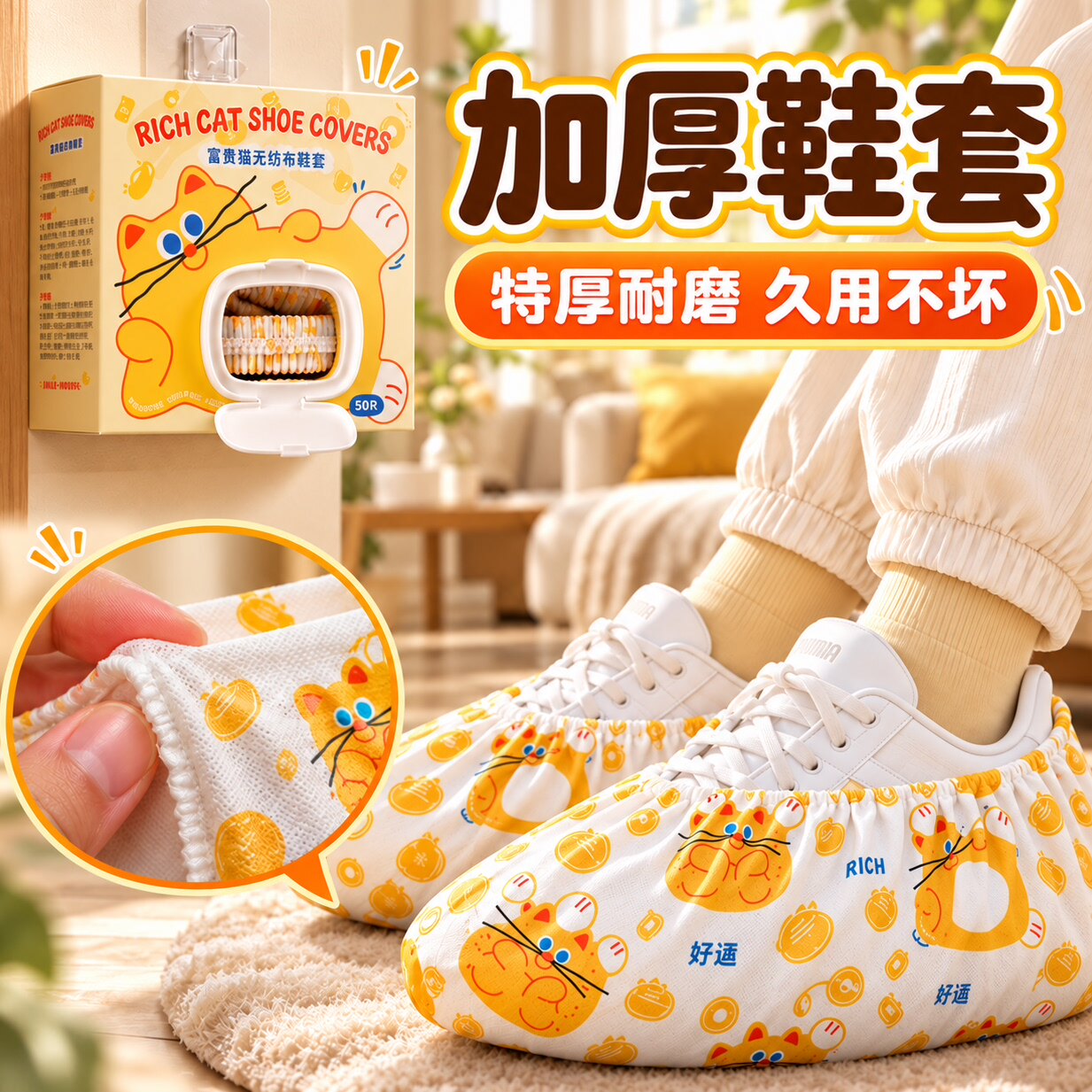 鞋套家用加厚耐磨一次性无纺布