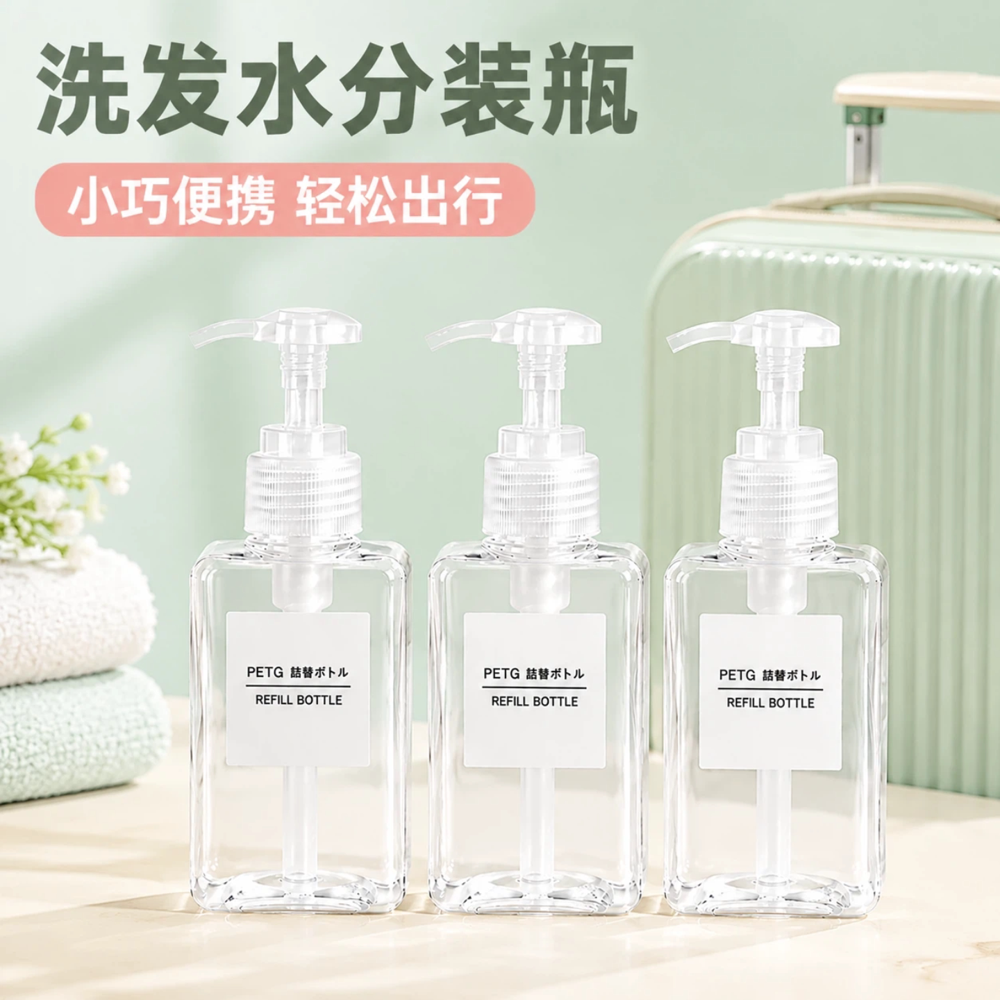 洗发水分装瓶便携式按压式旅行沐浴露洗发水水乳液体爽肤水空瓶子