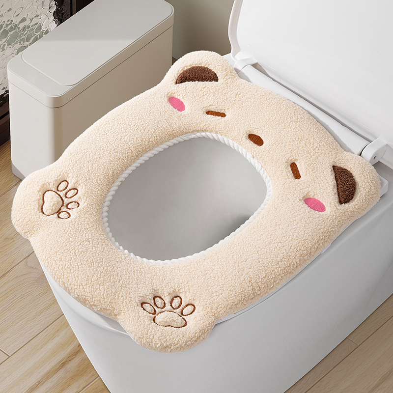 卡通家用马桶坐垫绑带款加绒加厚