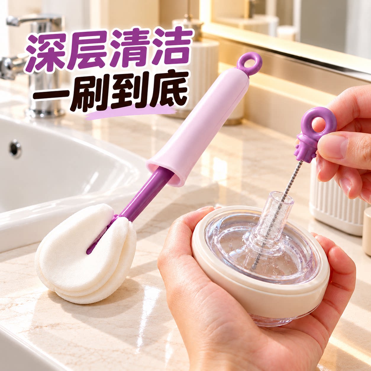 硅胶吸管刷新款多功能长柄家用海绵刷子洗水杯缝隙专用清洁刷神器