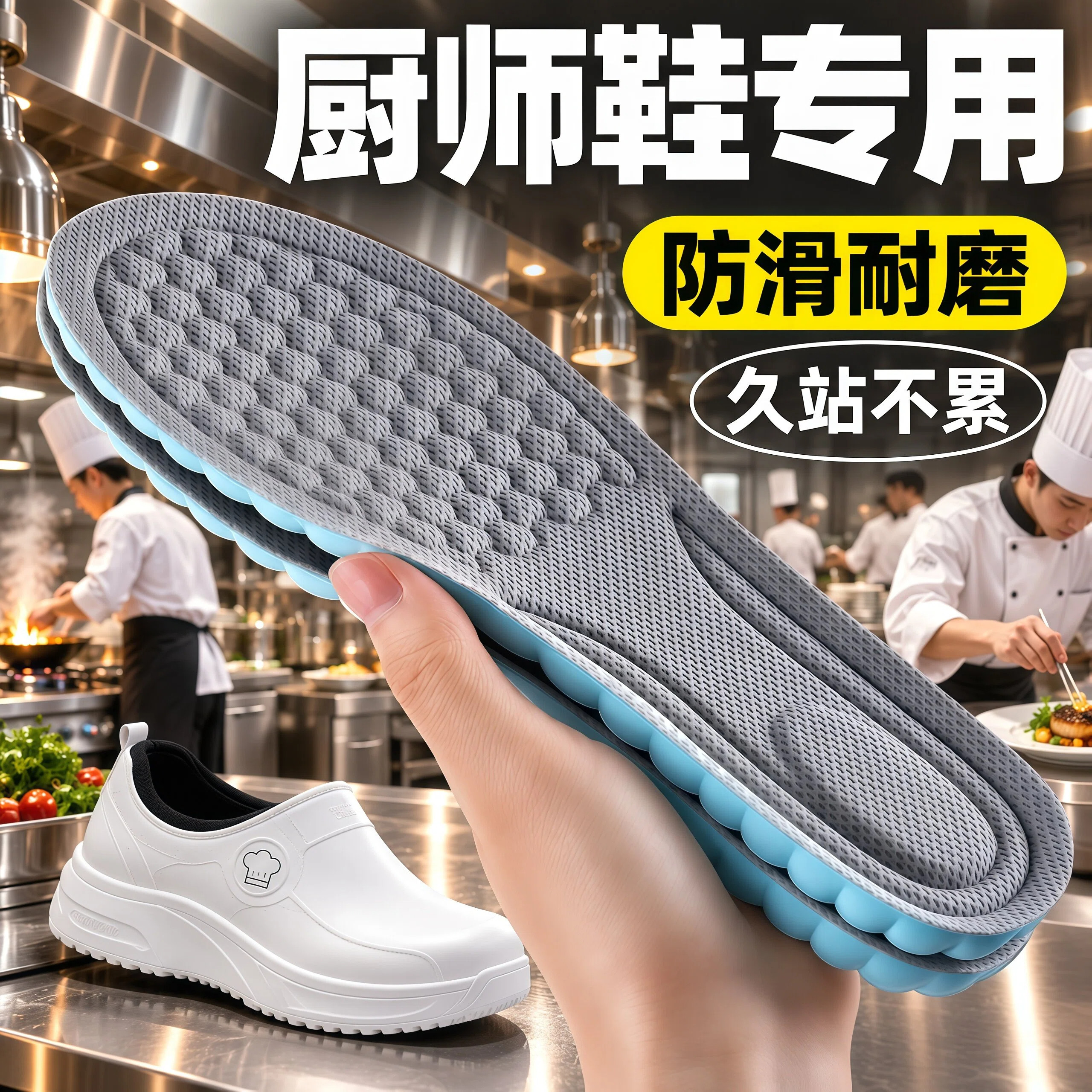 厨师鞋专用鞋垫男款软底舒适抗菌
