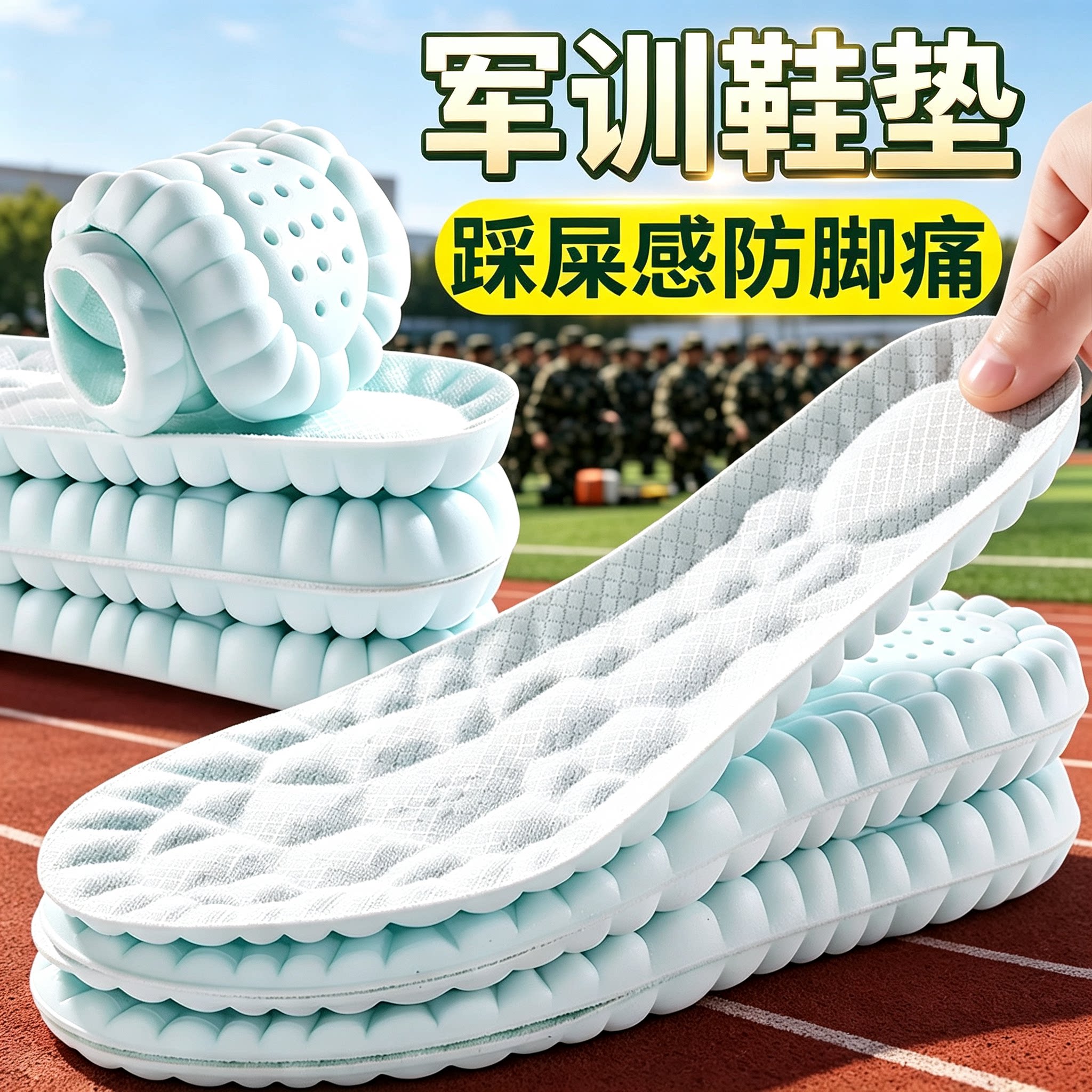军训鞋垫踩屎感软底防臭透气