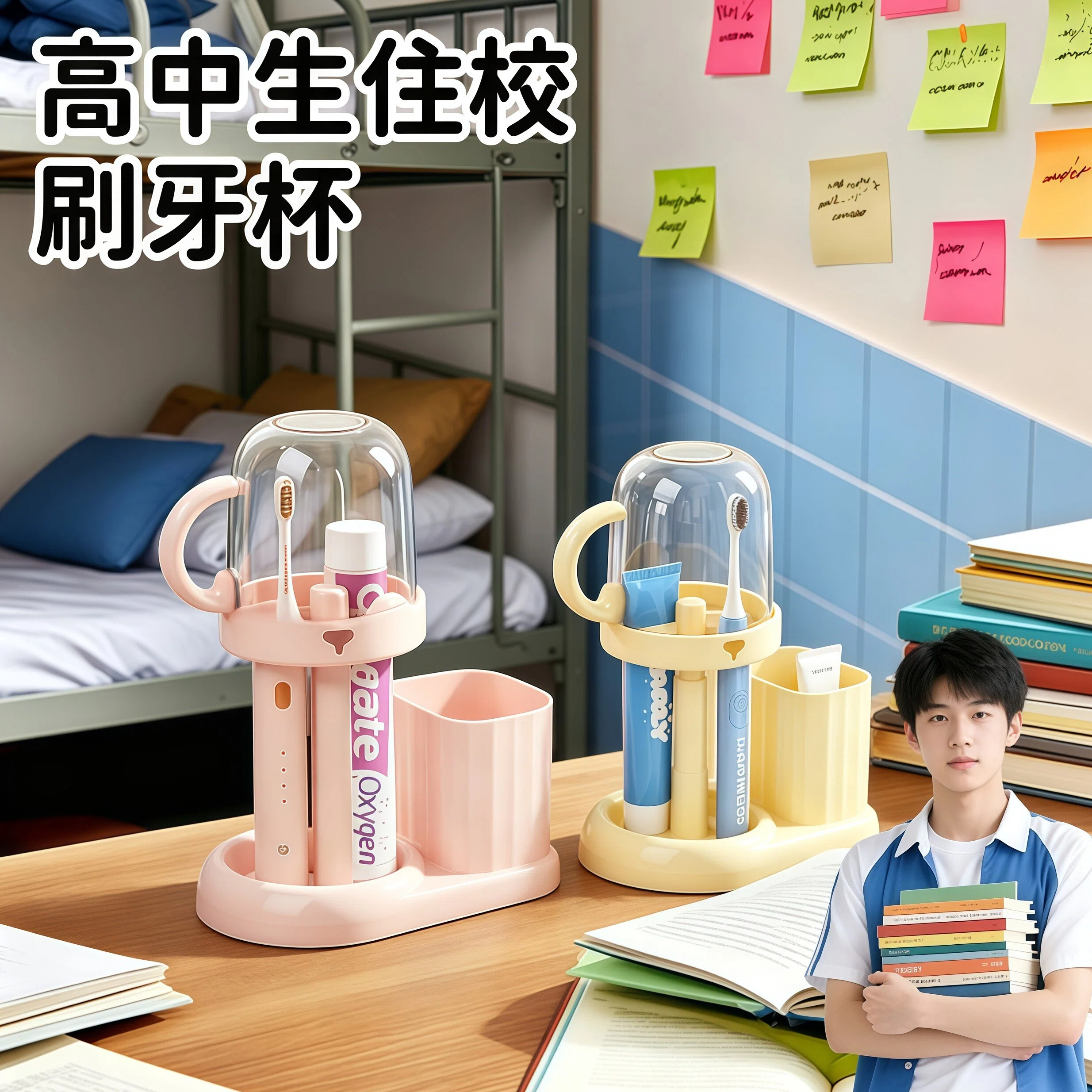 高中生住校男宿舍带盖洗漱杯