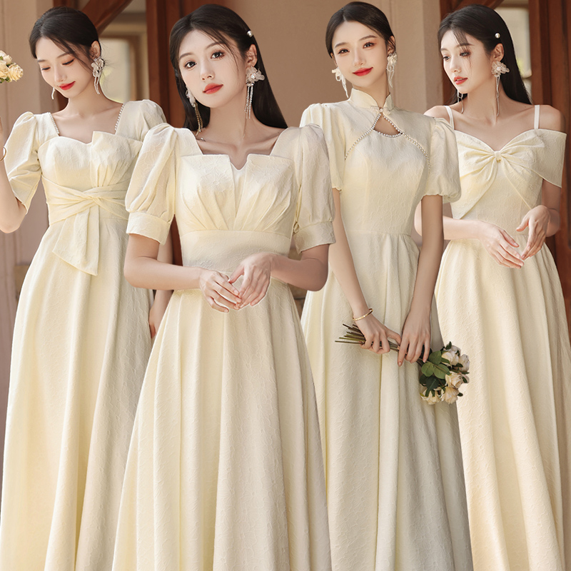 香槟色伴娘服女2024新款春季小众高级姐妹团礼服简单大方平时可穿