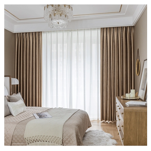 遮光隔热窗帘北欧简约挂钩式窗帘布2024新款卧室阳台全防晒遮阳布