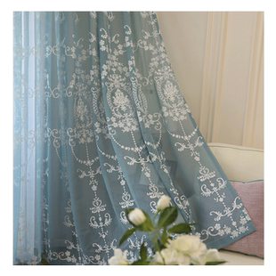 北欧风格纱帘白色窗纱简约绣花客厅窗帘2024年新款欧式刺绣卧室薄