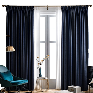 新款全防晒遮阳布窗帘成品北欧简约避光隔热遮光窗帘布卧室落地窗