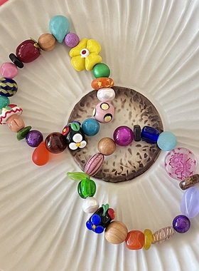 HEIXIN STUDIO手作 花园系列 捷克琉璃珠多巴胺小众原创手串021