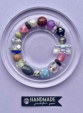 HEIXIN STUDIO手作 可爱猫咪 珍珠秘鲁陶瓷珠小众原创手串015