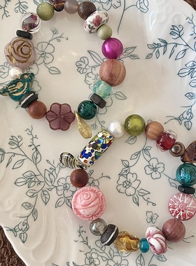 HEIXIN STUDIO手作 夜森林系列 捷克琉璃珠复古文艺小众手串055