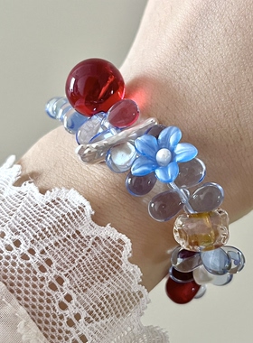 HEIXIN STUDIO手作 泪眼系列 捷克琉璃珠清新文艺ins小众手串062