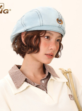 IIING帽控 蓝色贝雷帽女夏薄款2025新款反戴前进帽显脸小百搭帽子