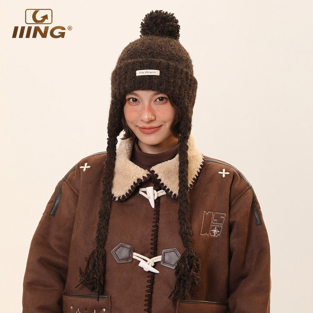 IIING帽控 羊毛混纺辫子流苏毛球针织帽女秋冬季保暖显脸小毛线帽,服饰配件/皮带/帽子/围巾,帽子,淘宝优惠券,粉丝福利购,淘宝优惠卷