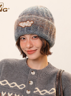 IIING帽控 帽子女款2025新款大头围毛线帽秋冬保暖渐变百搭针织帽
