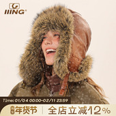 IIING帽控 复古加绒保暖雷锋帽女冬东北旅游骑车防寒加厚护耳帽子