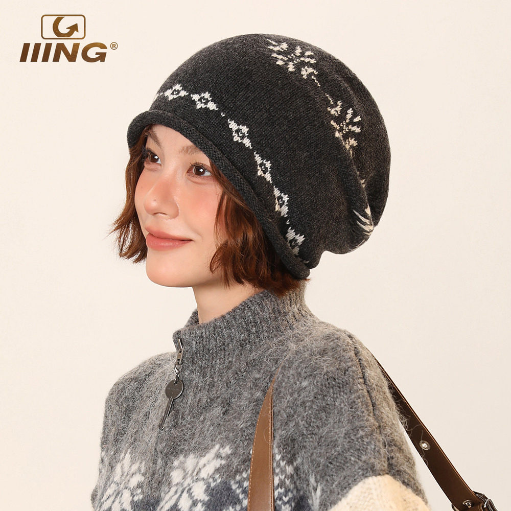 IIING帽控 新款费尔岛提花冷帽女秋冬季百搭显脸小卷边针织堆堆帽,服饰配件/皮带/帽子/围巾,帽子,淘宝优惠券,粉丝福利购,淘宝优惠卷