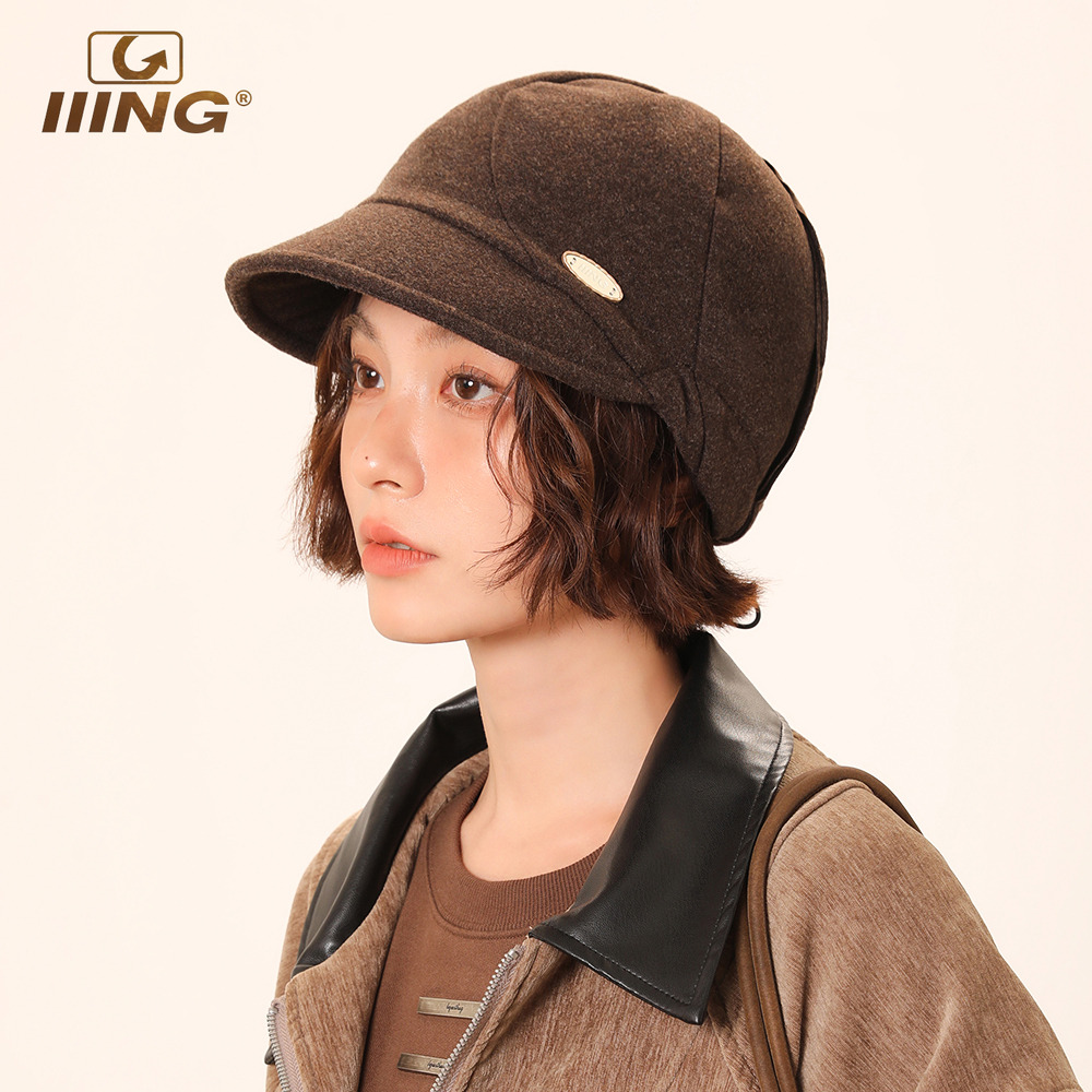 IIING帽控复古显脸小抽绳云朵帽