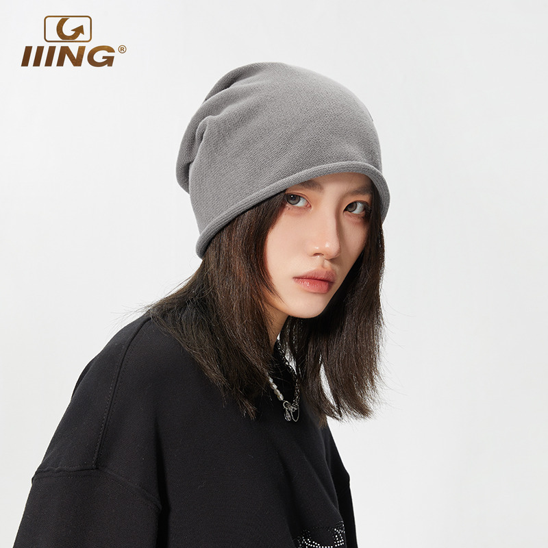 洋气时尚卷边包头秋冬针织堆堆帽