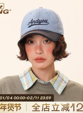 IIING帽控 大头围拼色棒球帽女2025新款软顶显脸小夏天鸭舌帽子男