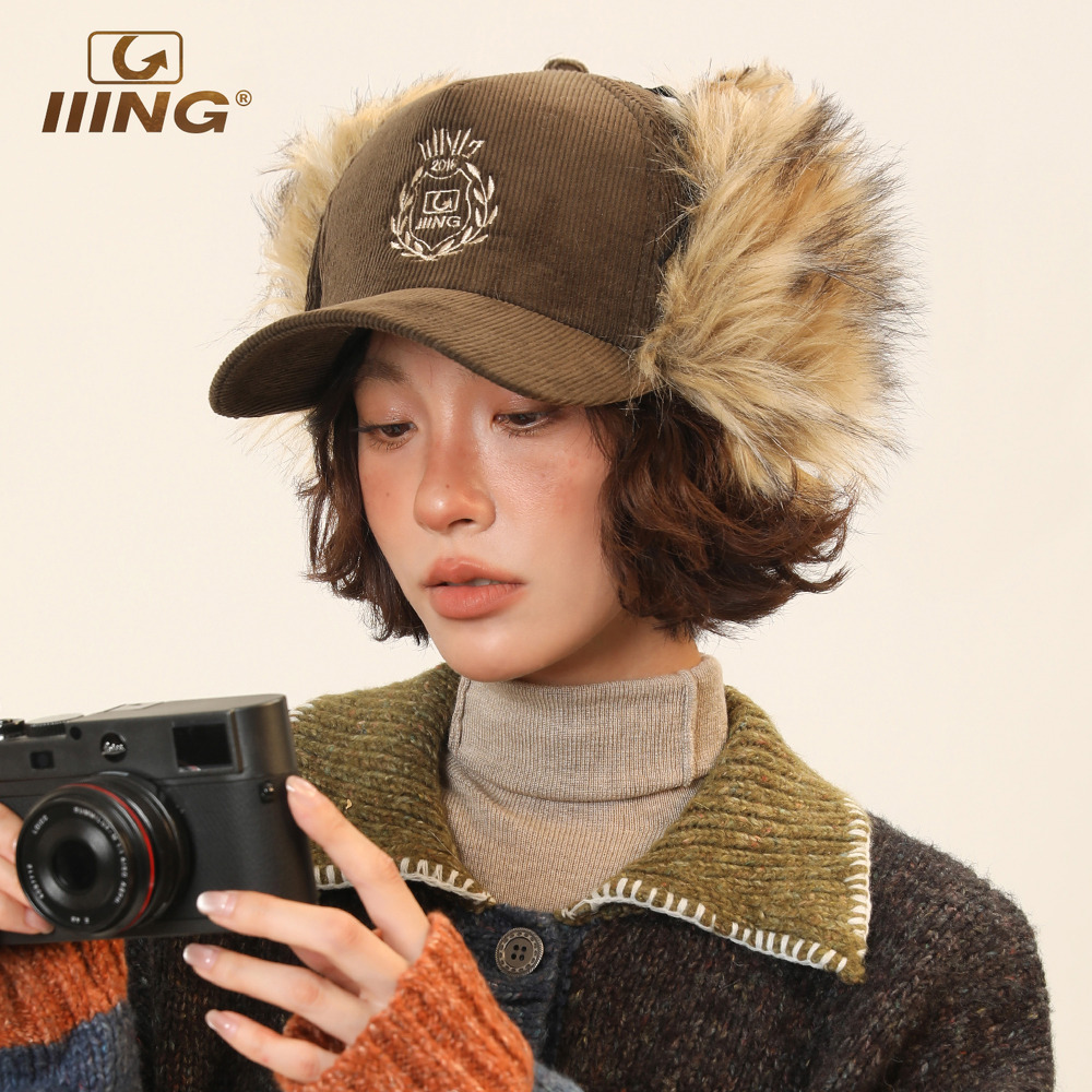 博主同款仿皮草毛绒鸭舌帽