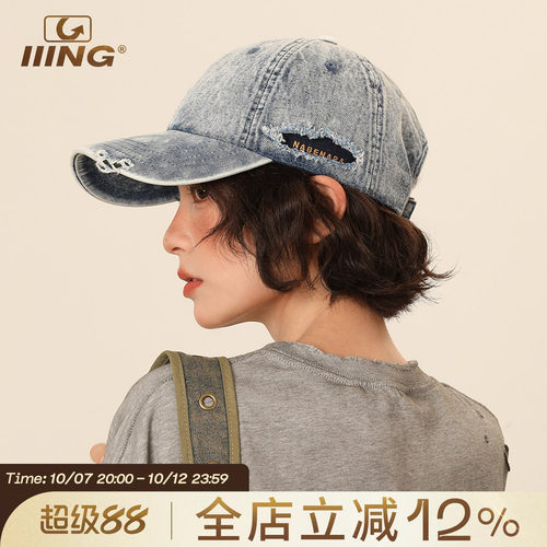 IIING帽控复古水洗做旧鸭舌帽