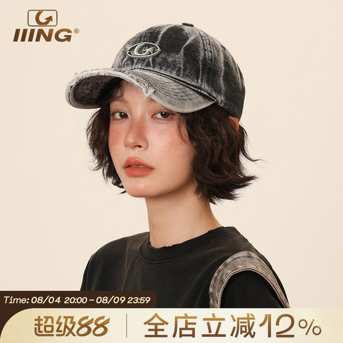 IIING帽控复古水洗做旧鸭舌帽