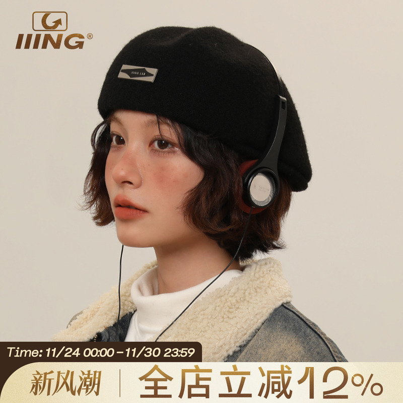 IIING帽控金属标贝雷帽