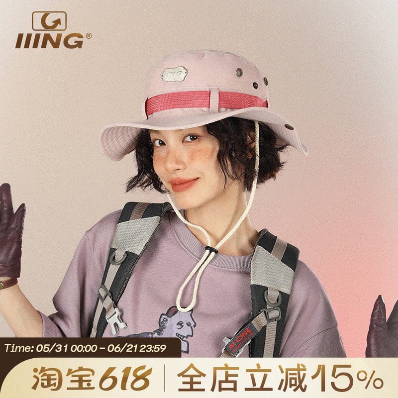 IIING帽控 原创登山渔夫帽设计感小众大头围网红户外遮阳防晒盆帽