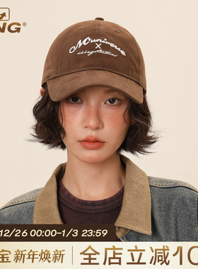 IIING帽控 夏季新款鸭舌帽深顶大头围软顶复古棒球帽男遮阳帽子女