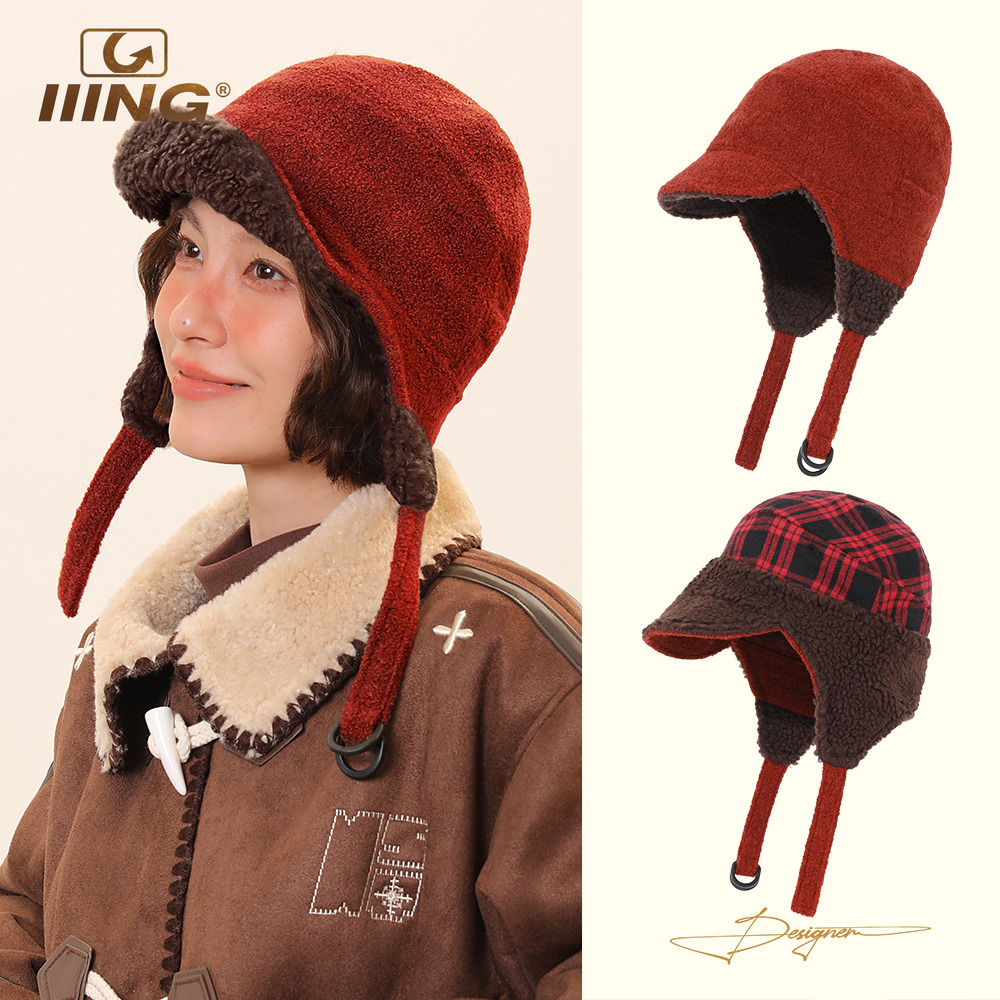 双面可戴羊羔绒加厚保暖雷锋帽