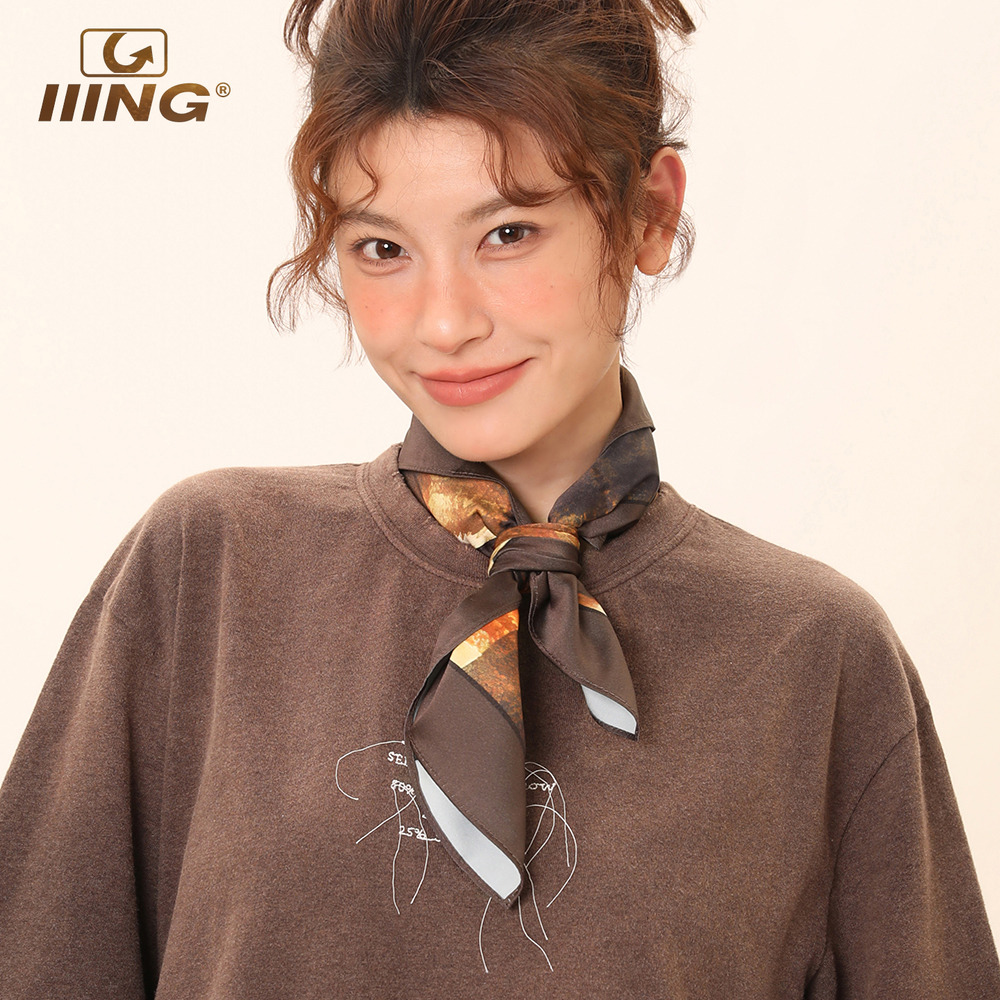 IIING帽控复古渐变丝巾系脖头巾