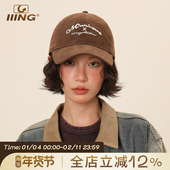 新款 IIING帽控 夏季 鸭舌帽深顶大头围软顶复古棒球帽男遮阳帽子女