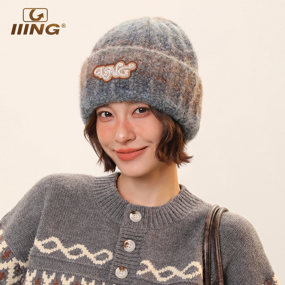 秋冬保暖渐变百搭针织帽