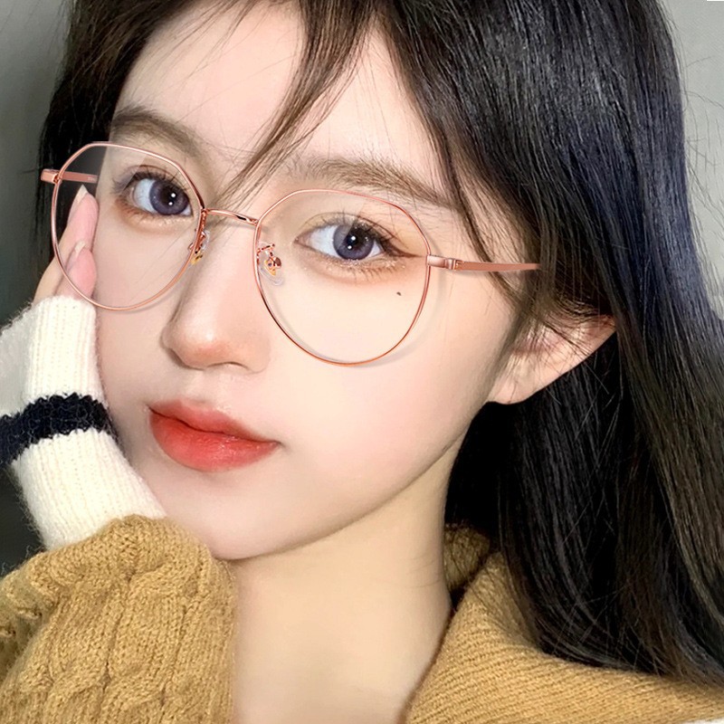 新款超轻纯钛女防蓝光素颜眼镜架